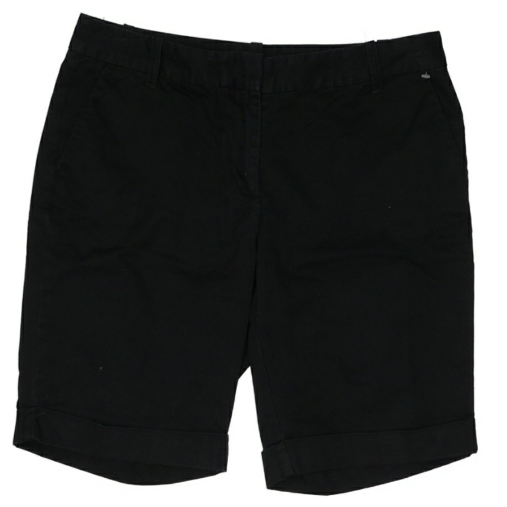 Ann Taylor Petite Curvy Black Shorts Size 8P Bermuda Cuffed Cotton Casual EUC